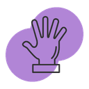 Open hand on purple background.